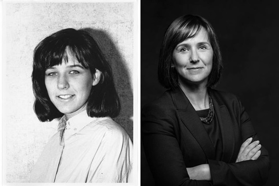 Two photos of Deanne MacLeod - the one on the left is from her time as a student, while the one on the right is a current photo of her as a senior partner