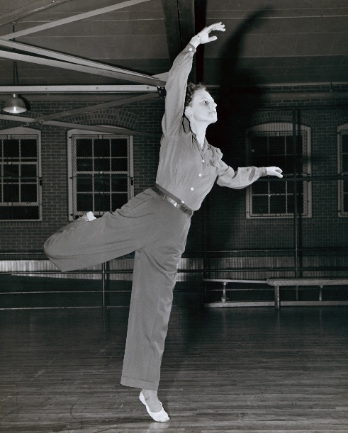 Marial Mosher dancing in her Women's Army Corp uniform