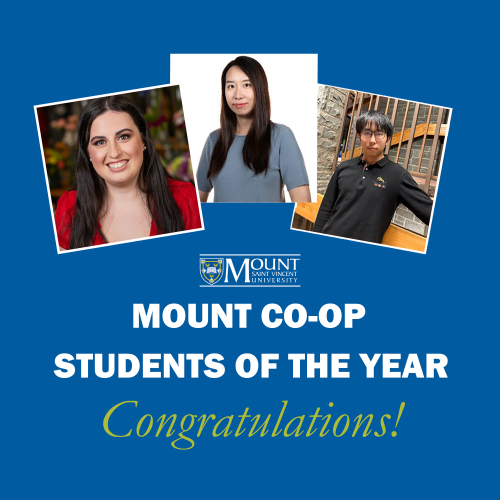 The 2022 Mount Co-op Student of the Year Award Winners: Julia, Sophia, and Fei