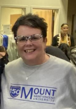 Joanne Bernard wearing MSVU 150th Anniversary apparel