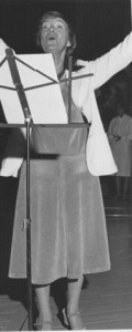 Sister Margaret singing at a music rehearsal 