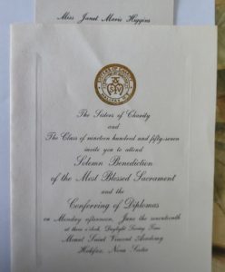 A Sisters of Charity program for the Class of 1957 convocation ceremony
