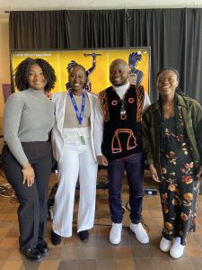 Asia Bannister, Myrah Oloo, Achaleke Leke and Mwamini posing at the MSVU Africentric representations of peace event