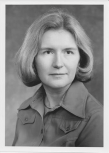 Rosemarie Sampson, in a grayscale photo