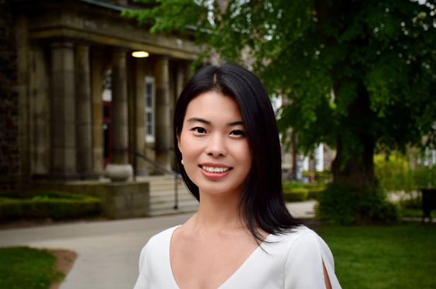 Christine Yang standing outside a building at Dalhousie University