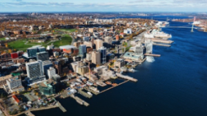 An aerial view of the Halifax waterfront