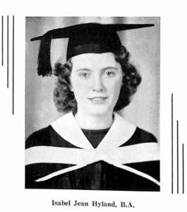 Isabel Jean Hyland posing in her graduation attire in 1944