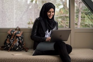 A student studying in the McCain link