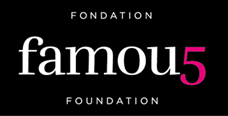 The Famous 5 Foundation logo - with the text Famous and the s is a pink 5