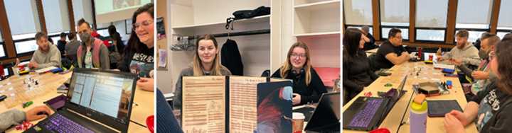 Several photos of students interacting with the course material in a Cultural studies course