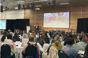 Larissa Crawford delivering the keynote address at the Girls Conference 2025