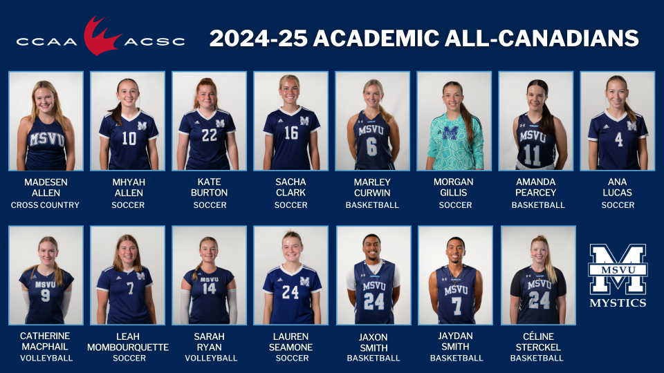The MSVU Athletes that were listed as the 2024-2025 Academic All Canadians from CCAA