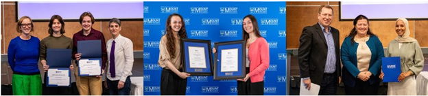 Several Students holding up their student awards from various academic events.