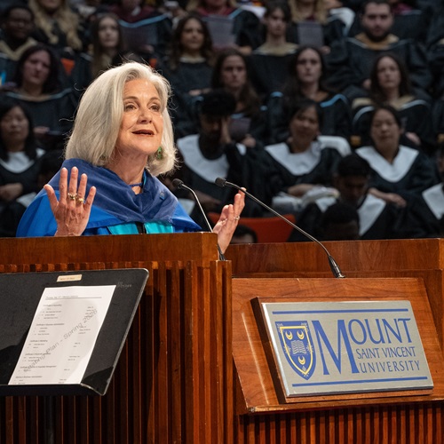 Dr. Lisa LaFlamme, speaking at the Spring 2026 Convocation Ceremony