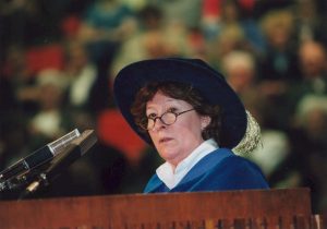 Louise Arbour speaking at the 2001 Convocation Ceremony