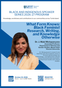 Poster for Black & Indigenous Speakers Series Session 1, featuring Dr. J. Maki Motapanyane.