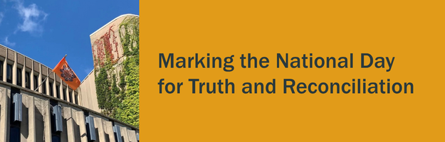 The "Every Child Matters" Flag beside the text, "Marking the National Day for Truth and Reconciliation.