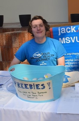 Ethan Kelloway sitting at a jack.org MSVU table
